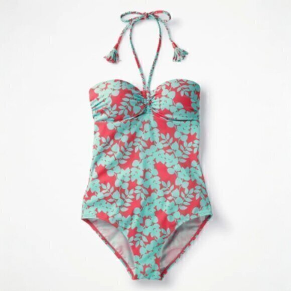 Boden Other - Boden Size 8 Rinella Bandeau Ruched One Piece Swimsuit in Mint Blue and Red
